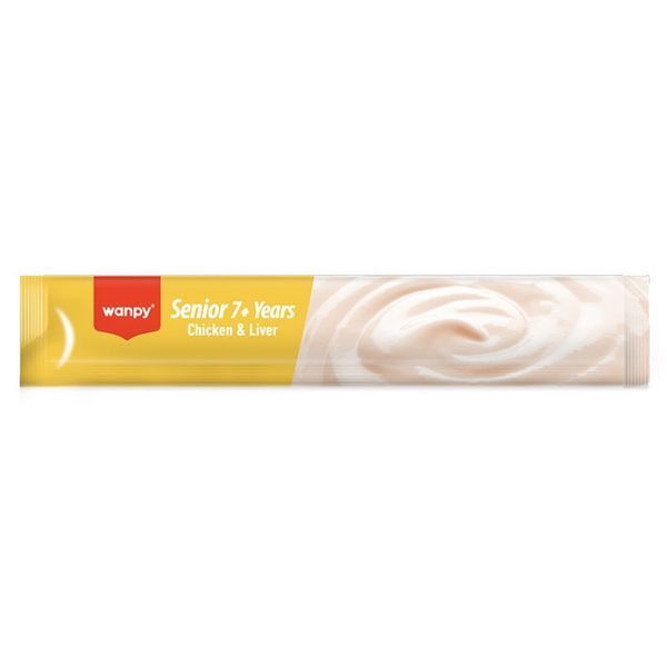 Wanpy Creamy Treats Senior Chicken & Liver рідкі ласощі для літніх котів з куркою, 5 х 14 г