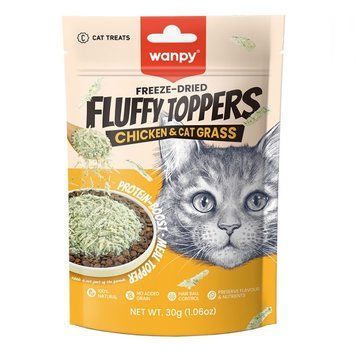 Wanpy Fluffy Toppers Chicken & Cat Grass ласощі для котів з куркою та травою, 30 г
