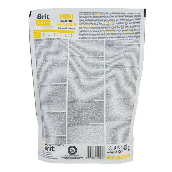 Brit Care GF Mini Hair & Skin сухой корм для собак малых пород для шерсти, 0.4 кг