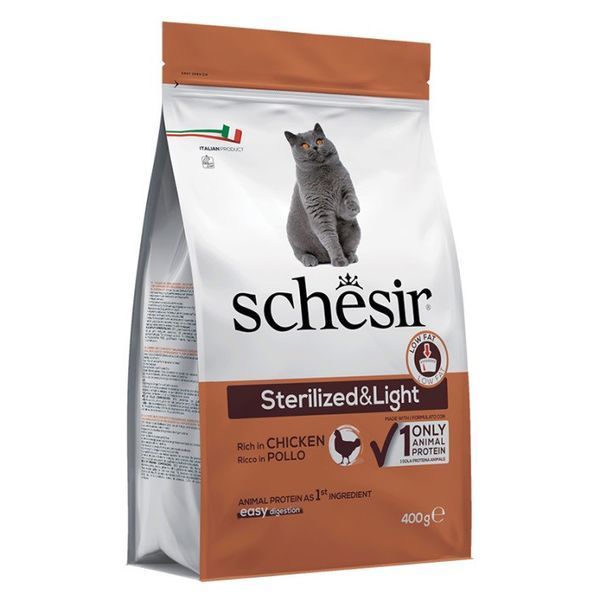 Schesir Cat Sterilized & Light сухой корм с курицей для стерилизованных котов, 400 гр 278 грн фото