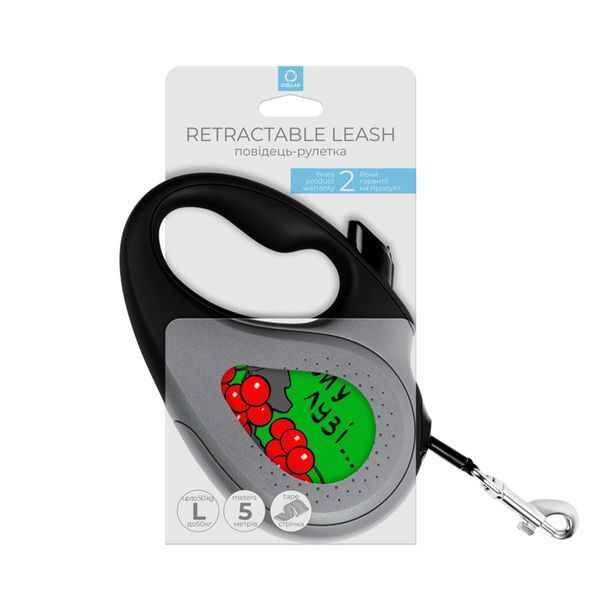 Waudog R-Leash L рулетка для собак с рисунком "Калина", лента, 5 м 869 грн фото
