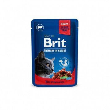Brit Premium Beef and Peas вологий корм з яловичиною для котів, 100 гр 39 грн фото