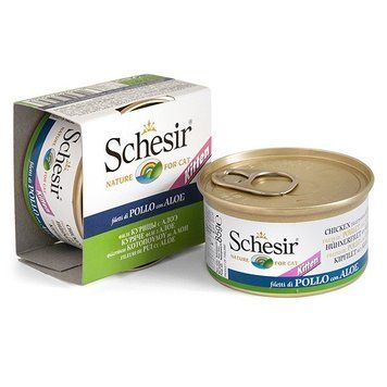 Schesir Kitten Chicken With Aloe вологий корм для кошенят з куркою та алое, 85 гр 98 грн фото