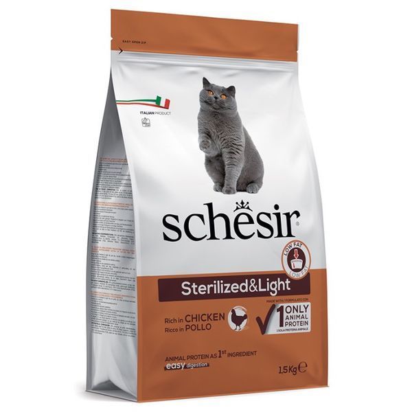 Schesir Cat Sterilized & Light сухой корм с курицей для стерилизованных котов, 1.5 кг 796 грн фото