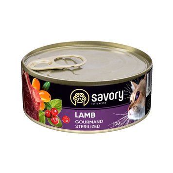 Savory Cat Adult Sterilized Lamb вологий корм з ягнятком для стерилізованих котів, 100 гр 60 грн фото