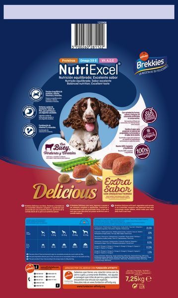 Brekkies Dog Delice Meat сухой корм с говядиной для собак, 7.25 кг