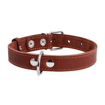 Collar кожаный ошейник для собак, 48-63 см, коричневый