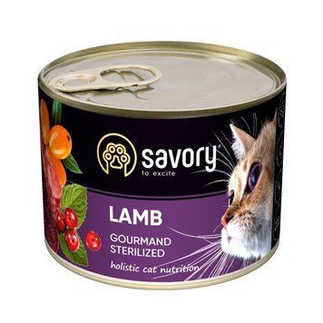Savory Cat Adult Sterilized Lamb вологий корм з ягнятком для стерилізованих котів 200 гр 97 грн фото