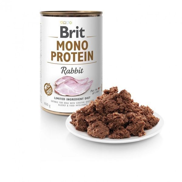 Brit Mono Protein Dog Rabbit влажный корм с кроликом для собак, 400 гр