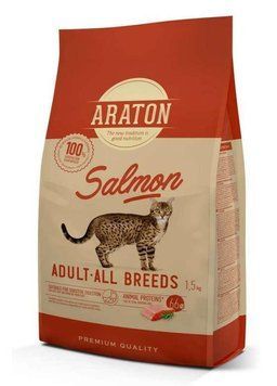 ARATON SALMON Adult All Breeds сухий корм з лососем для котів 1.5 кг 446 грн фото
