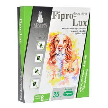 ModeS Fipro-Lux противопаразитарный ошейник для собак и котов, 35 см, зеленый 133 грн фото