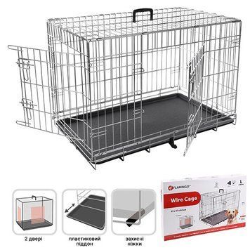 Flamingo Wire Cage Keo Silver клетка двухдверная для собак, 93 см х 57 см х 62 см 5 860 грн фото