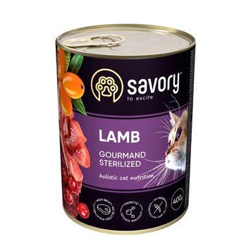 Savory Cat Adult Sterilized Lamb вологий корм з ягнятком для стерилізованих котів, 400 гр 190 грн фото