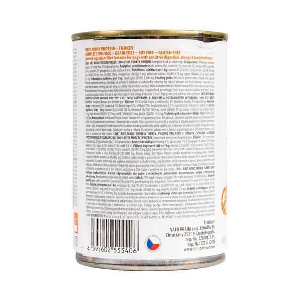 Brit Mono Protein Dog Turkey влажный корм с индейкой для собак, 400 гр