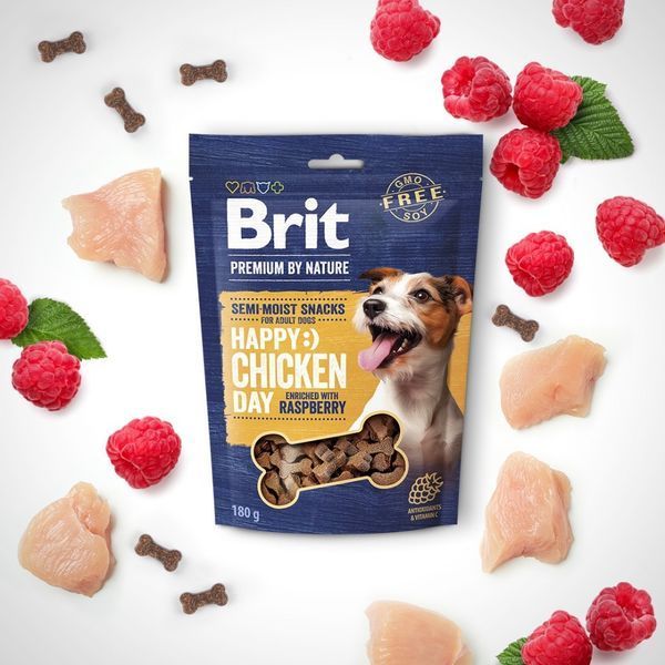 Brit Premium Semi-Moist Snacks Chicken With Raspberry лакомство для собак с курицей, 180 гр 199 грн фото