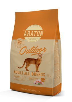 ARATON OUTDOOR Adult All Breeds сухий корм з куркою та індичкою для котів 1.5 кг 446 грн фото