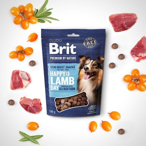 Brit Premium Semi-Moist Snacks Lamb With Sea Buckthorn ласощі для собак з ягнятиною, 180 гр 199 грн фото