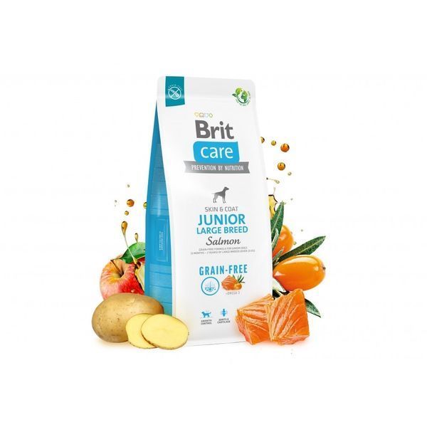 Brit Care GF Junior Large Breed Salmon сухий корм для цуценят великих порід з лососем, 1 кг