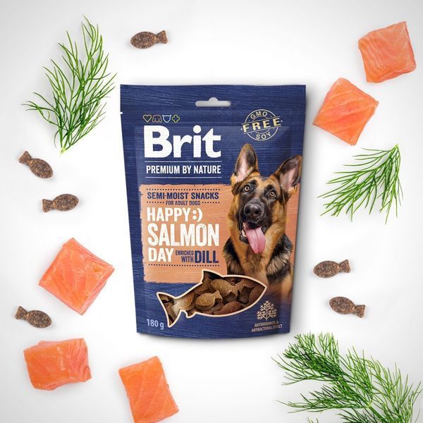Brit Premium Semi-Moist Snacks Salmon With Dill ласощі для собак з лососем, 180 гр 199 грн фото