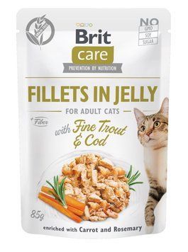 Brit Care Cat Fillets In Jelly Trout and Cod вологий корм з тріскою та фореллю для котів, 85 гр 55 грн фото
