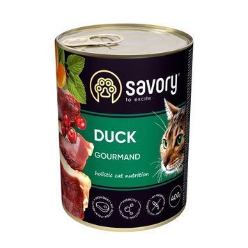 Savory Cat Adult Duck вологий корм з качкою для котів, 400 гр 190 грн фото