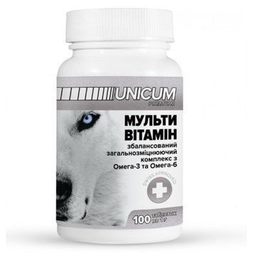 Unicum Premium мультивитаминный комплекс для собак, 100 табл 136 грн фото